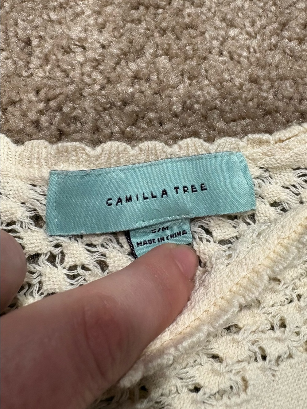Cream Knit Ruffle-Hem Kids Dress with Crochet Details - Picture 5 of 5